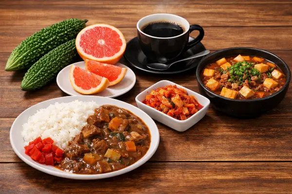 辛い、苦い、スパイシーな食べ物